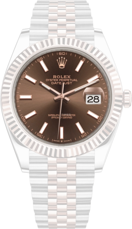 Rolex,Datejust 41 41mm,41mm,Rose Gold,Stainless Steel,Brown,Automatic,Day,70hours,126331,126331-0002