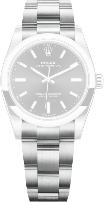 Rolex,Oyster Perpetual 34mm,34mm,Stainless Steel,Black,Automatic,55hours,In-house Caliber,124200,124200-0002