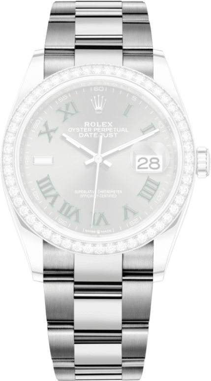 Rolex,Datejust 36 36mm,36mm,White Gold,Stainless Steel,Grey,Automatic,Day,70hours,126284RBR,126284RBR-0038