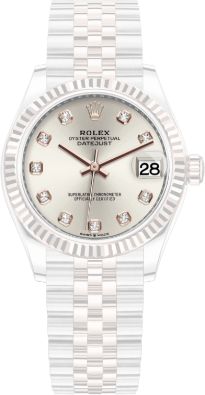 Rolex,Datejust 31 31mm,31mm,Rose Gold,Stainless Steel,Silver,Automatic,Day,55hours,278271,278271-0016