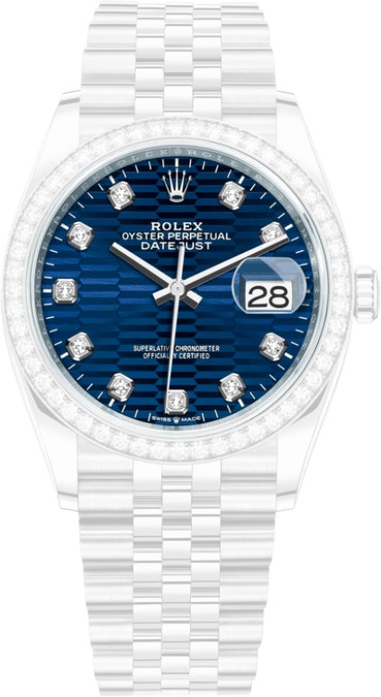 Rolex,Datejust 36 36mm,36mm,White Gold,Oystersteel,Blue,Automatic,Day,70hours,126284RBR,126284RBR-0049
