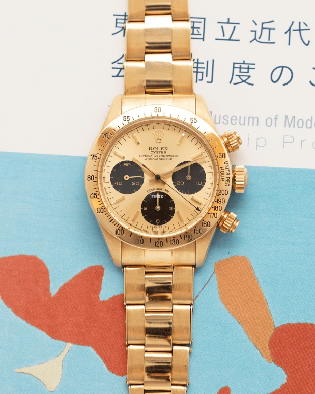 Rolex,Daytona 36mm,36mm,Yellow Gold,Black,Gold,Handwound,Chronograph,48hours,6265,6265-Oyster YG