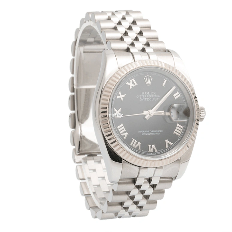 Rolex,Datejust 36 36mm,36mm,Stainless Steel,Black,Automatic,Day,70hours,116234,116234-63200