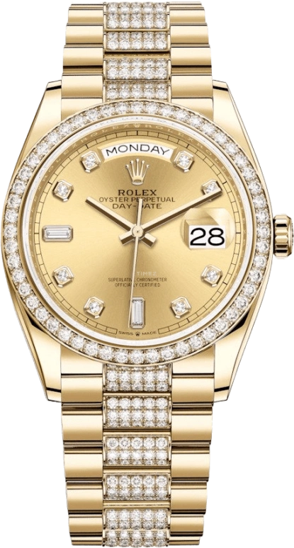 Rolex,Day-Date 36 36mm,36mm,Yellow Gold,Champagne,Automatic,Date,Day,128348RBR,128348RBR-0010