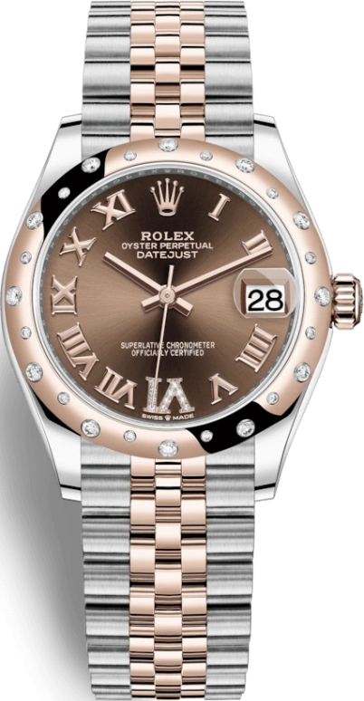 Rolex,Datejust 31 31mm,31mm,Rose Gold,Stainless Steel,Brown,Automatic,Day,55hours,278341RBR,278341RBR-0004