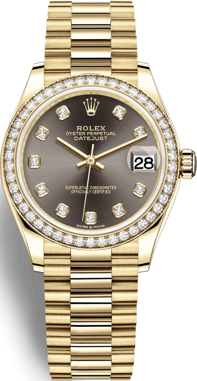 Rolex,Datejust 31 31mm,31mm,Yellow Gold,Grey,Automatic,Day,55hours,278288RBR,278288RBR-0030