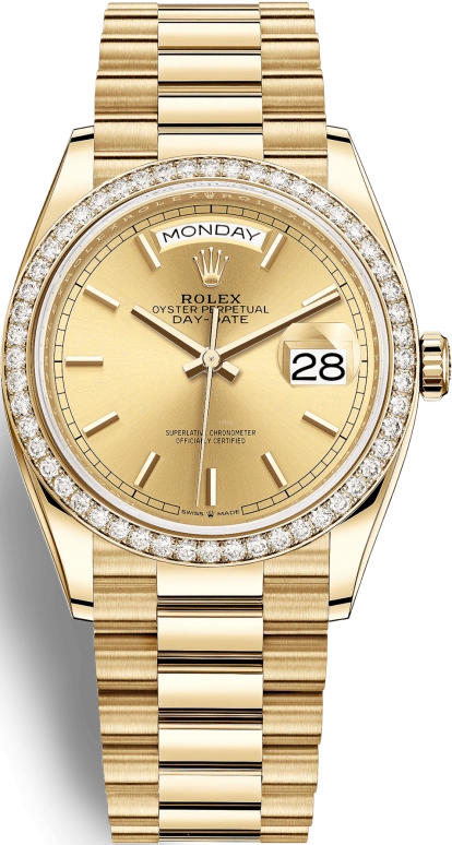 Rolex,Day-Date 36 36mm,36mm,Yellow Gold,Champagne,Automatic,Date,Day,128348RBR,128348RBR-0026