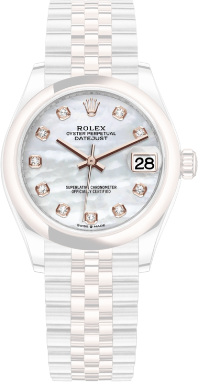 Rolex,Datejust 31 31mm,31mm,Rose Gold,Stainless Steel,White,Automatic,Day,55hours,278241,278241-0026