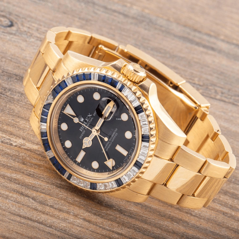 Rolex,GMT-Master II 40mm,40mm,Yellow Gold,Black,Automatic,Day,Dule Time,116748SA