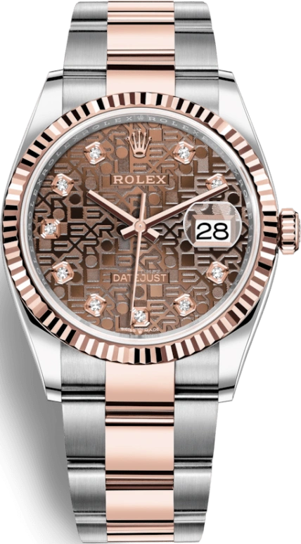 Rolex,Datejust 36 36mm,36mm,Rose Gold,Stainless Steel,Brown,Automatic,Day,70hours,126231,126231-0026