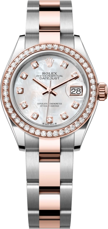 Rolex,Lady-Datejust 28mm,28mm,Everose Gold,Oystersteel,White,Automatic,Day,55hours,279381RBR,279381RBR-0014