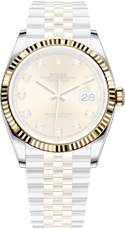 Rolex,Datejust 36 36mm,36mm,Yellow Gold,Stainless Steel,Champagne,Automatic,Day,70hours,126233,126233-0017