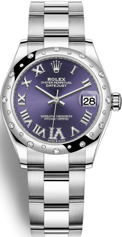 Rolex,Datejust 31 31mm,31mm,White Gold,Stainless Steel,Purple,Automatic,Day,55hours,278344RBR,278344RBR-0027