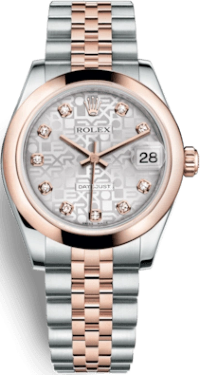 Rolex,Datejust 31 31mm,31mm,Rose Gold,Stainless Steel,Silver,Automatic,Day,48hours,178241,178241-0040