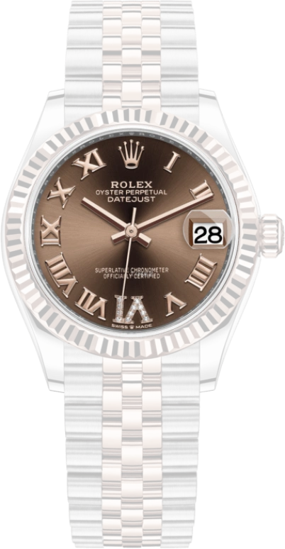 Rolex,Datejust 31 31mm,31mm,Rose Gold,Stainless Steel,Brown,Automatic,Day,55hours,278271,278271-0004
