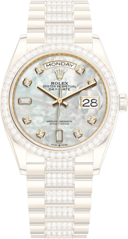 Rolex,Day-Date 36 36mm,36mm,Yellow Gold,White,Automatic,Date,Day,128348RBR,128348RBR-0019