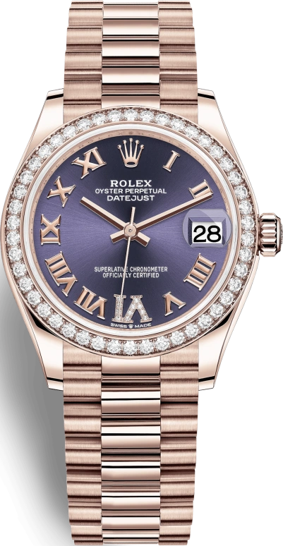 Rolex,Datejust 31 31mm,31mm,Rose Gold,Purple,Automatic,Day,55hours,278285RBR,278285RBR-0023