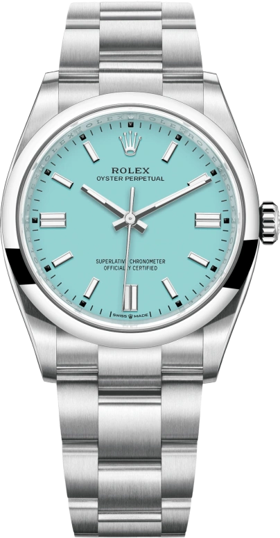 Rolex,Oyster Perpetual 36mm,36mm,Stainless Steel,Turquoise,Automatic,70hours,In-house Caliber,126000,126000-0006