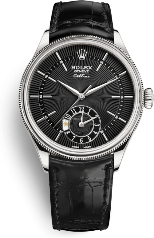 Rolex,Cellini 39mm,39mm,White Gold,Black,Automatic,Dule Time,48hours,50529,50529-0007