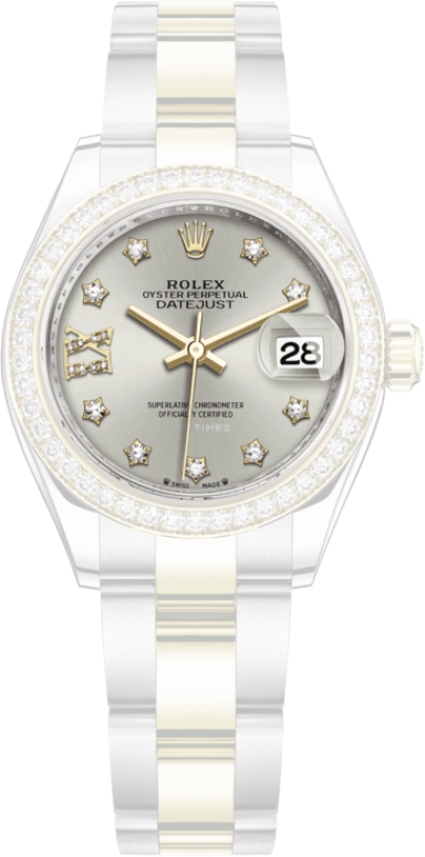 Rolex,Lady-Datejust 28mm,28mm,Yellow Gold,Oystersteel,Silver,Automatic,Day,55hours,279383RBR,279383RBR-0004