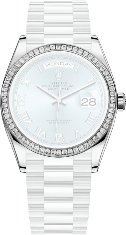 Rolex,Day-Date 36 36mm,36mm,Platinum,Ice Blue,Automatic,Date,Day,128396TBR,128396TBR-0002