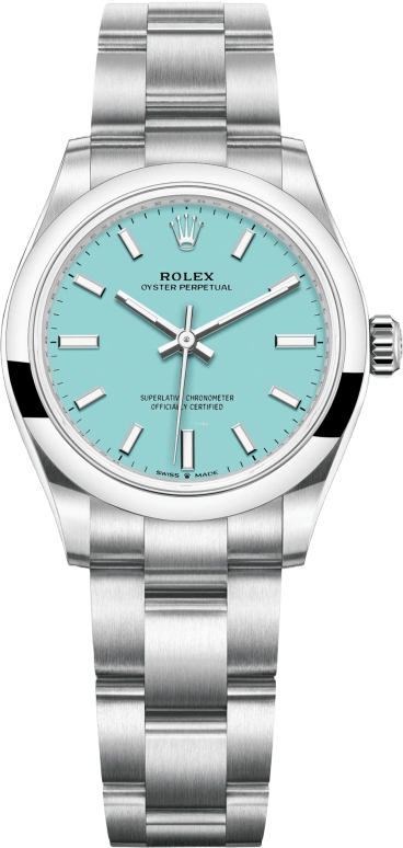 Rolex,Oyster Perpetual 31mm,31mm,Stainless Steel,Turquoise,Ice Blue,Automatic,55hours,In-house Caliber,277200,277200-0007