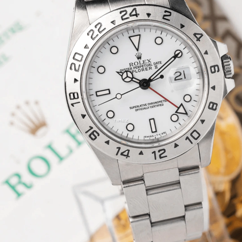 Rolex,Explorer II 40mm,40mm,Stainless Steel,White,Automatic,Day,Dule Time,16570,16570-0001
