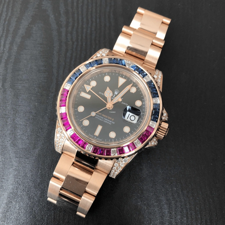 Rolex,GMT-Master II 40mm,40mm,Rose Gold,Black,Automatic,Day,Dule Time,126755SARU,126755SARU-0003