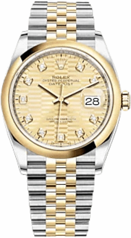 Rolex,Datejust 36 36mm,36mm,Yellow Gold,Stainless Steel,Champagne,Automatic,Day,70hours,126203,126203-0045