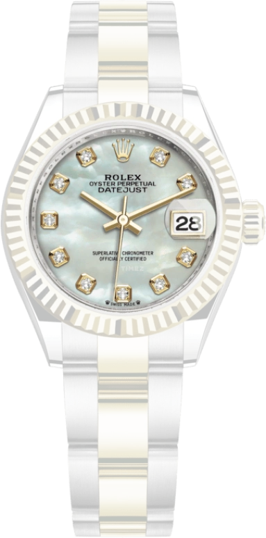 Rolex,Lady-Datejust 28mm,28mm,Yellow Gold,Stainless Steel,White,Automatic,Day,55hours,279173,279173-0014