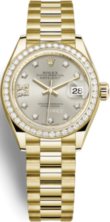 Rolex,Lady-Datejust 28mm,28mm,Yellow Gold,Silver,Automatic,Day,55hours,279138RBR,279138RBR-0001