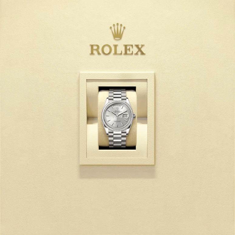 Rolex,Day-Date 36 36mm,36mm,White Gold,Silver,Automatic,Date,Day,128399TBR,128399TBR-0001