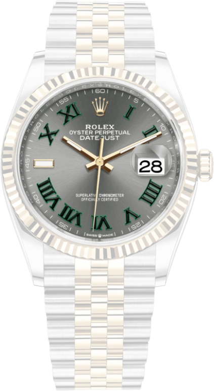 Rolex,Datejust 36 36mm,36mm,Yellow Gold,Stainless Steel,Grey,Automatic,Day,70hours,126233,126233-0035