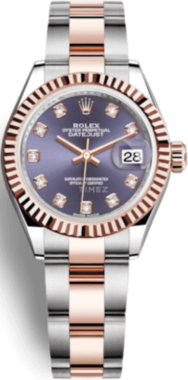 Rolex,Lady-Datejust 28mm,28mm,Rose Gold,Stainless Steel,Purple,Automatic,Day,55hours,279171,279171-0016
