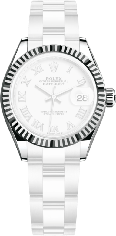 Rolex,Lady-Datejust 28mm,28mm,White Gold,Stainless Steel,White,Automatic,Day,55hours,279174,279174-0020