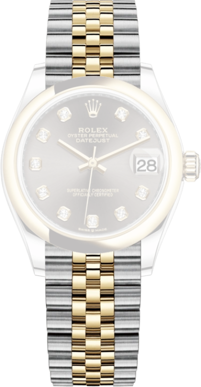 Rolex,Datejust 31 31mm,31mm,Yellow Gold,Stainless Steel,Grey,Automatic,Day,55hours,278243,278243-0022