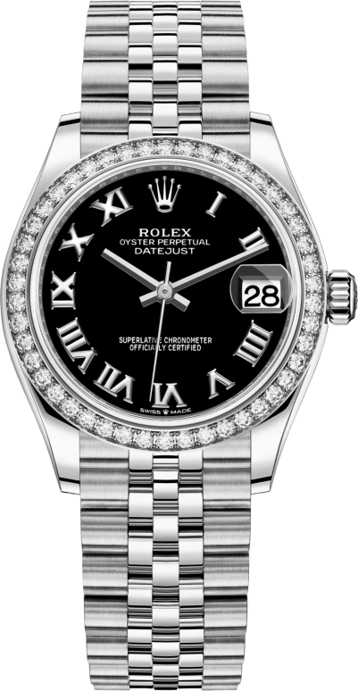 Rolex,Datejust 31 31mm,31mm,White Gold,Stainless Steel,Black,Automatic,Day,55hours,278384RBR,278384RBR-0002