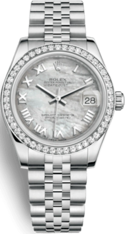 Rolex,Datejust 31 31mm,31mm,White Gold,Stainless Steel,White,Automatic,Day,48hours,178384,178384-0012