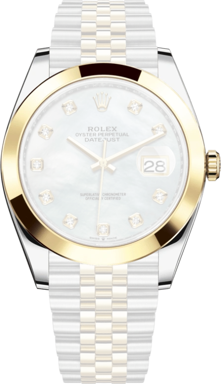 Rolex,Datejust 41 41mm,41mm,Yellow Gold,Stainless Steel,White,Automatic,Day,70hours,126303,126303-0018