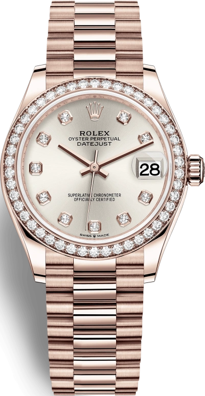 Rolex,Datejust 31 31mm,31mm,Rose Gold,Silver,Automatic,Day,55hours,278285RBR,278285RBR-0030