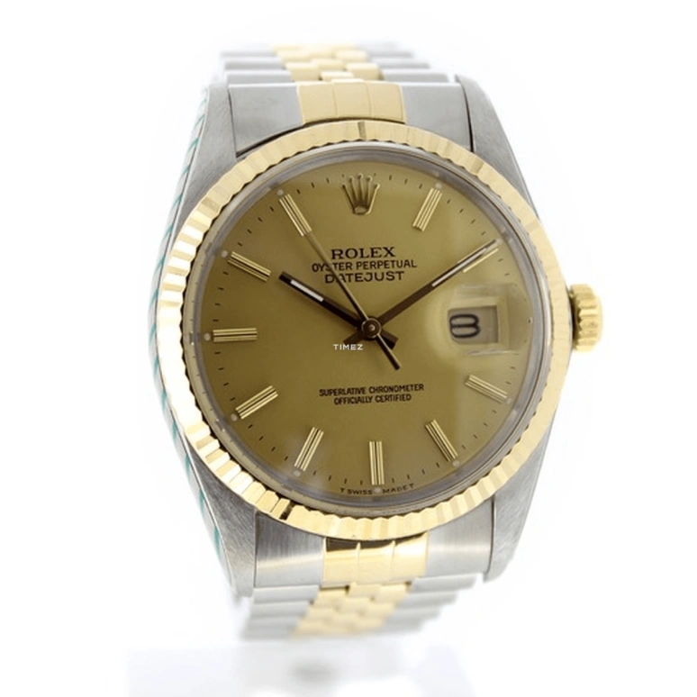 Rolex,Datejust 36 36mm,36mm,Yellow Gold,Stainless Steel,Champagne,Automatic,Day,50hours,16013 Jubilee