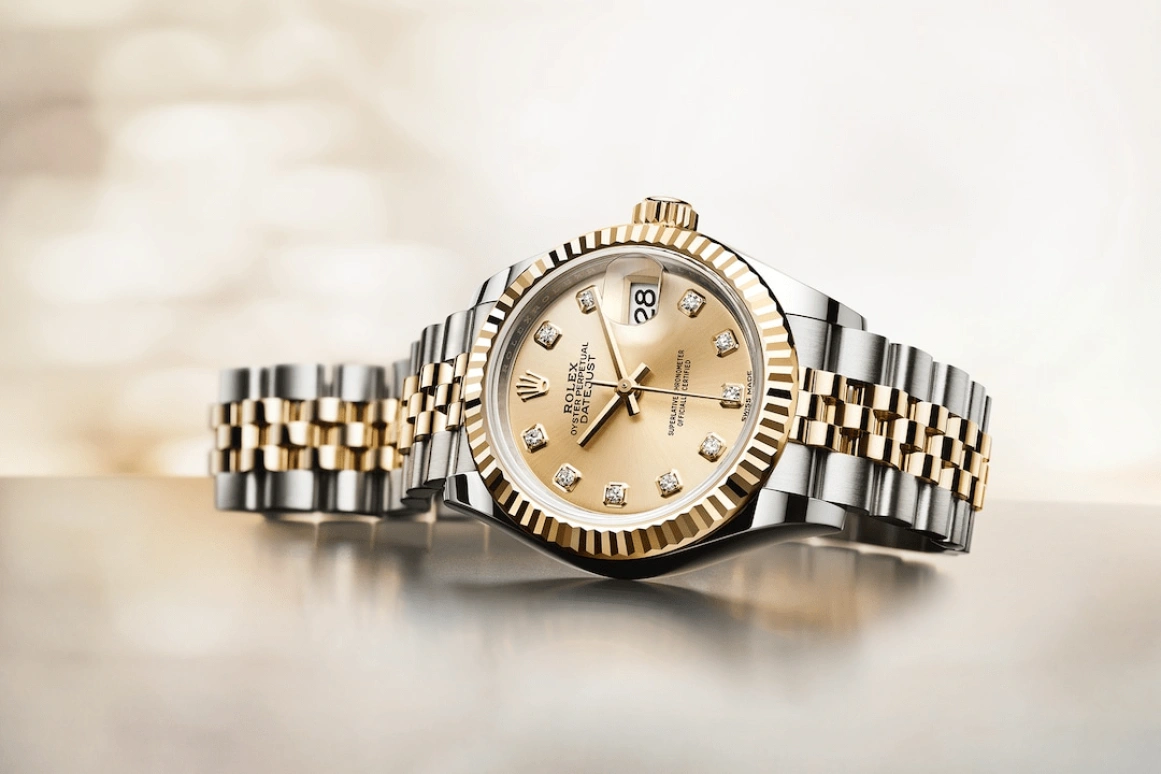 Rolex,Lady-Datejust 28mm,28mm,Yellow Gold,Oystersteel,Champagne,Automatic,Day,55hours,279173,279173-0011