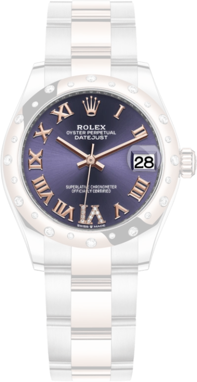 Rolex,Datejust 31 31mm,31mm,Rose Gold,Stainless Steel,Purple,Automatic,Day,55hours,278341RBR,278341RBR-0019