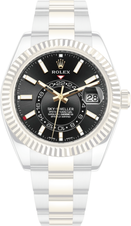 Rolex,Sky-Dweller 42mm,42mm,Yellow Gold,Stainless Steel,Black,Automatic,Annual Calendar,Month,Date,326933,326933-0002
