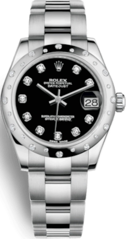 Rolex,Datejust 31 31mm,31mm,White Gold,Stainless Steel,Black,Automatic,Day,48hours,178344,178344-0030