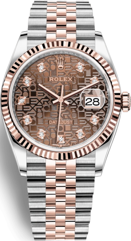 Rolex,Datejust 36 36mm,36mm,Rose Gold,Stainless Steel,Brown,Automatic,Day,70hours,126231,126231-0025