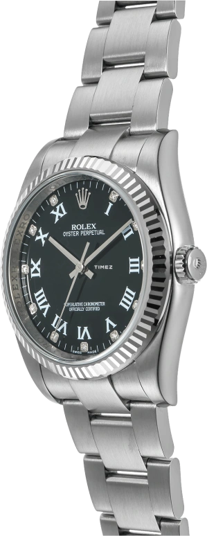 Rolex,Oyster Perpetual 36mm,36mm,White Gold,Stainless Steel,Black,Automatic,48hours,In-house Caliber,116034,116034-0008