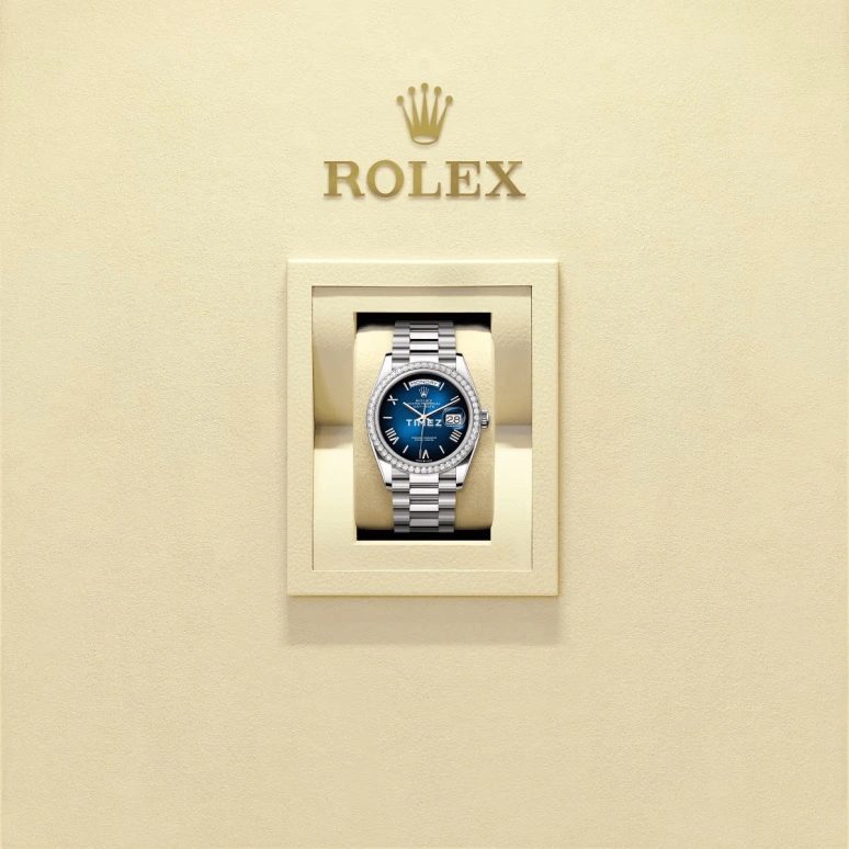 Rolex,Day-Date 36 36mm,36mm,White Gold,Blue,Automatic,Date,Day,128349RBR,128349RBR-0047