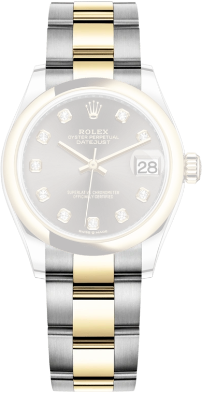Rolex,Datejust 31 31mm,31mm,Yellow Gold,Stainless Steel,Grey,Automatic,Day,55hours,278243,278243-0021