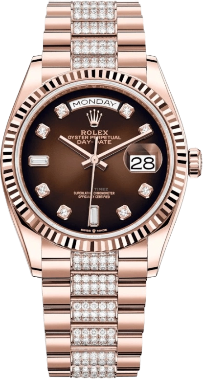 Rolex,Day-Date 36 36mm,36mm,Rose Gold,Brown,Automatic,Date,Day,128235,128235-0038